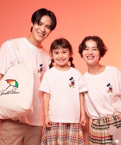 tシャツ Mickey/Arnold Palmer/シェア ワッペンTシャツ レディース メンズ Mickey/Arnold Palmer/シェア ワッペンTシャツ（Tシャツ