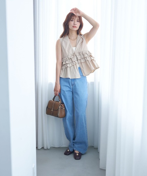 mysty woman（ミスティウーマン）の「フリルジレ 581427（ベスト・レディース・ブラック/ブラウン/ベージュ・FREE）」の10枚目の写真