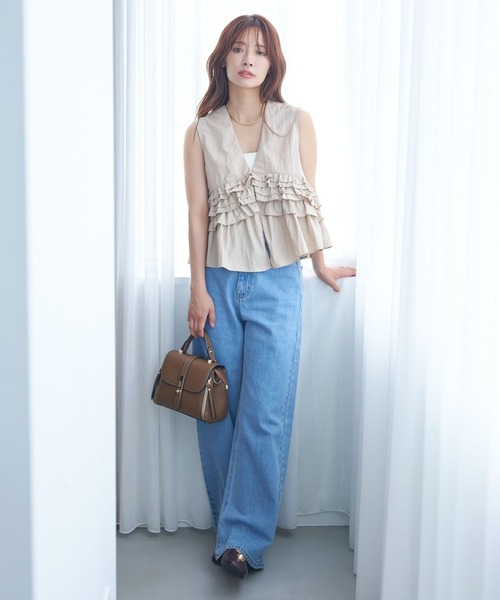 mysty woman（ミスティウーマン）の「フリルジレ 581427（ベスト・レディース・ブラック/ブラウン/ベージュ・FREE）」の11枚目の写真