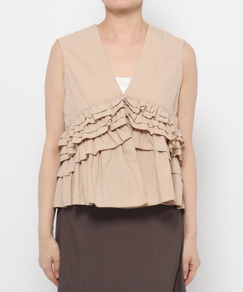 mysty woman（ミスティウーマン）の「フリルジレ 581427（ベスト・レディース・ブラック/ブラウン/ベージュ・FREE）」の16枚目の写真