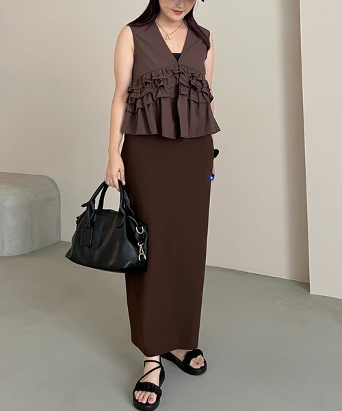 mysty woman（ミスティウーマン）の「フリルジレ 581427（ベスト・レディース・ブラック/ブラウン/ベージュ・FREE）」の15枚目の写真