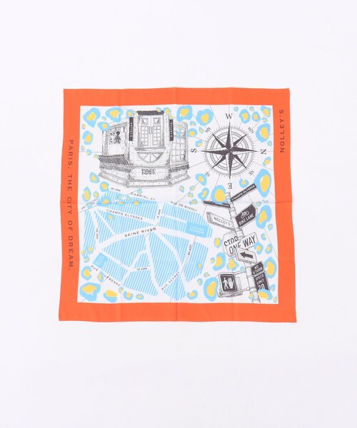 NOLLEY’S(ノーリーズ)の「シルクプリントスカーフ66(ストール/ショール・レディース・ブルー系その他/オレンジ系その他・FREE)」の1枚目の写真