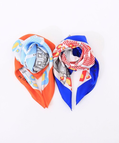 NOLLEY’S(ノーリーズ)の「シルクプリントスカーフ66(ストール/ショール・レディース・ブルー系その他/オレンジ系その他・FREE)」の3枚目の写真