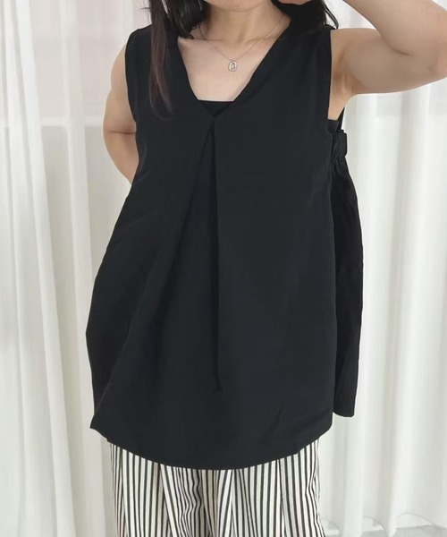 mebole(メボレ)の「フロントタックノースリーブトップス(Tシャツ/カットソー・レディース・アイボリー/ブラック/ホワイト・FREE)」の16枚目の写真