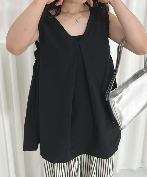 mebole(メボレ)の「フロントタックノースリーブトップス(Tシャツ/カットソー・レディース・アイボリー/ブラック/ホワイト・FREE)」の22枚目の写真