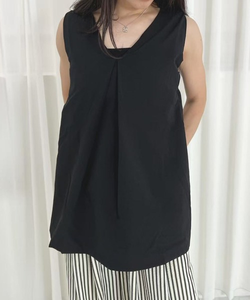 mebole(メボレ)の「フロントタックノースリーブトップス(Tシャツ/カットソー・レディース・アイボリー/ブラック/ホワイト・FREE)」の21枚目の写真