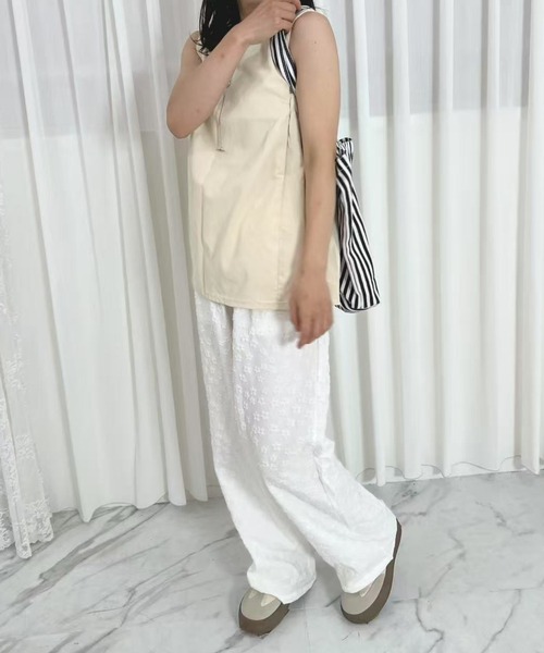 mebole(メボレ)の「フロントタックノースリーブトップス(Tシャツ/カットソー・レディース・アイボリー/ブラック/ホワイト・FREE)」の13枚目の写真