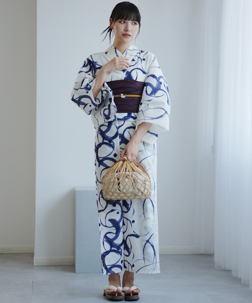 utatane 浴衣　新品 utatane｜utatane 浴衣3点セット ブルーと鉄紺の桔梗影絵 S