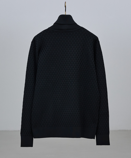 ABAHOUSE GRAY（アバハウスグレイ）の「【ハイストレッチ】ブロックチェック ジャガード タートルネック ニット（ニット/セーター・メンズ・グレイッシュベージュ/モカ/ネイビー/ブラック/ホワイト・46/48/50）」の8枚目の写真