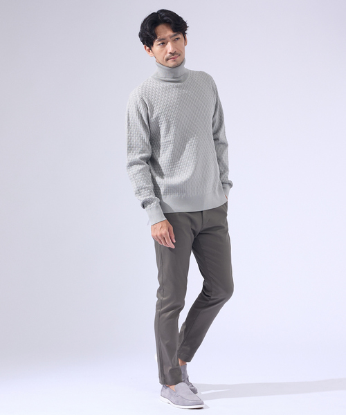 ABAHOUSE GRAY（アバハウスグレイ）の「【ハイストレッチ】ブロックチェック ジャガード タートルネック ニット（ニット/セーター・メンズ・グレイッシュベージュ/モカ/ネイビー/ブラック/ホワイト・46/48/50）」の17枚目の写真