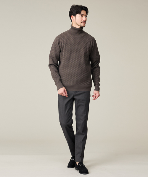 ABAHOUSE GRAY（アバハウスグレイ）の「【ハイストレッチ】ブロックチェック ジャガード タートルネック ニット（ニット/セーター・メンズ・グレイッシュベージュ/モカ/ネイビー/ブラック/ホワイト・46/48/50）」の13枚目の写真