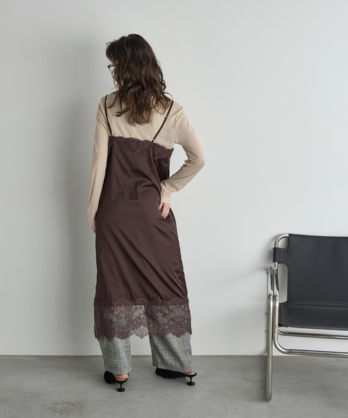 SENEE satin cami onepiece サテンキャミワンピース レース切替サテンキャミワンピース（ワンピース）｜THE YOn（ザヨン