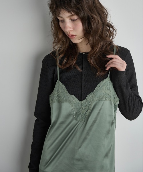 レース切替サテンキャミワンピース（ワンピース）｜THE YOn（ザヨン