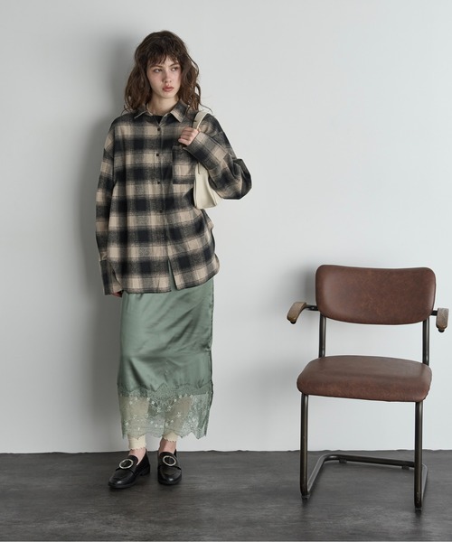 レース切替サテンキャミワンピース（ワンピース）｜THE YOn（ザヨン