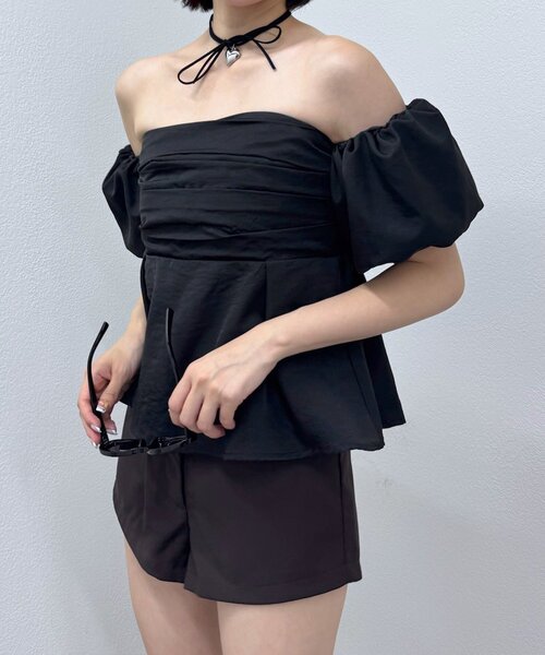 mline（エムライン）の「[mline]オフショル ギャザーブラウス（シャツ/ブラウス・レディース・オフホワイト/ブラック/ブルー・FREE）」の10枚目の写真