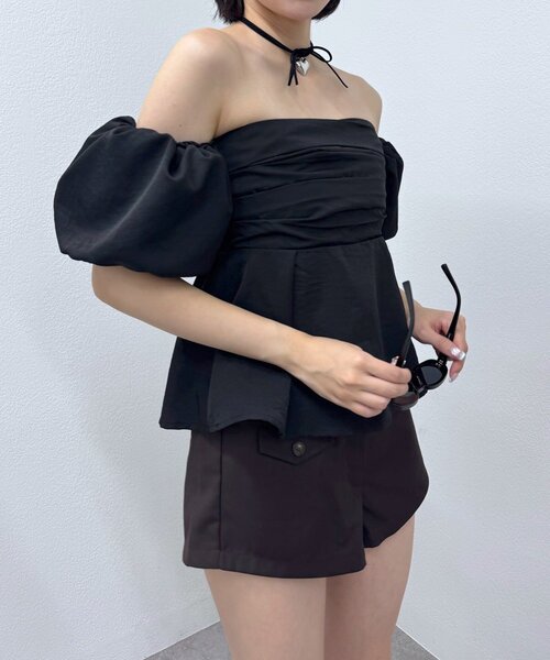 mline（エムライン）の「[mline]オフショル ギャザーブラウス（シャツ/ブラウス・レディース・オフホワイト/ブラック/ブルー・FREE）」の11枚目の写真