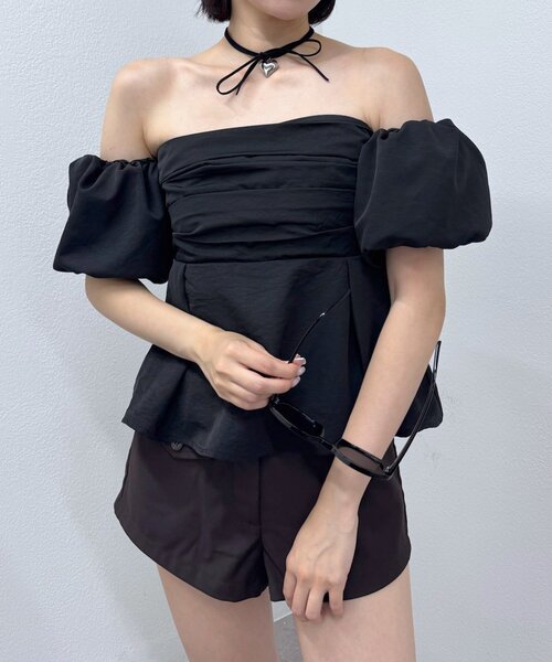 mline（エムライン）の「[mline]オフショル ギャザーブラウス（シャツ/ブラウス・レディース・オフホワイト/ブラック/ブルー・FREE）」の12枚目の写真