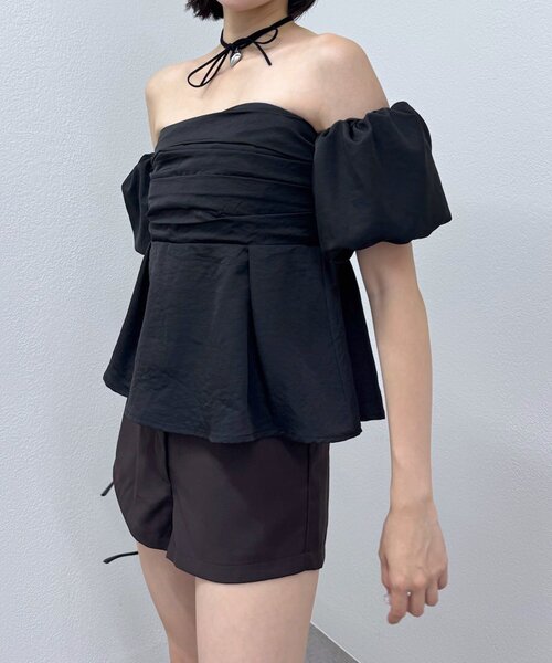 mline（エムライン）の「[mline]オフショル ギャザーブラウス（シャツ/ブラウス・レディース・オフホワイト/ブラック/ブルー・FREE）」の13枚目の写真