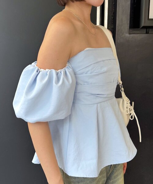 mline（エムライン）の「[mline]オフショル ギャザーブラウス（シャツ/ブラウス・レディース・オフホワイト/ブラック/ブルー・FREE）」の20枚目の写真