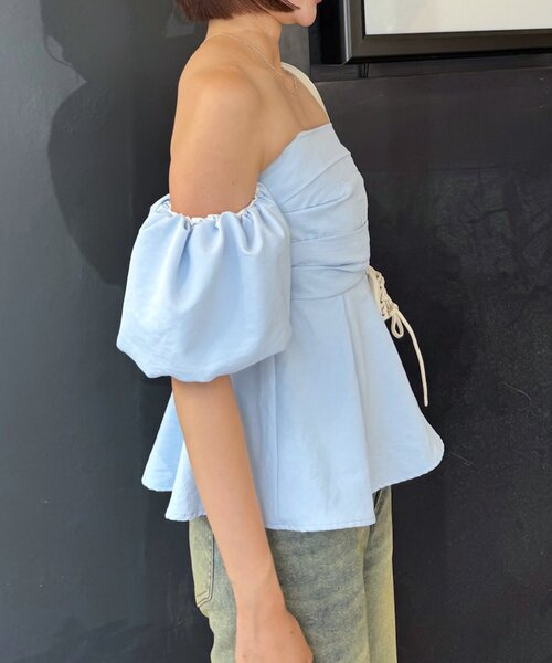 mline（エムライン）の「[mline]オフショル ギャザーブラウス（シャツ/ブラウス・レディース・オフホワイト/ブラック/ブルー・FREE）」の21枚目の写真