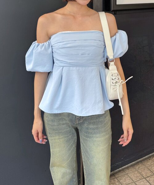 mline（エムライン）の「[mline]オフショル ギャザーブラウス（シャツ/ブラウス・レディース・オフホワイト/ブラック/ブルー・FREE）」の22枚目の写真