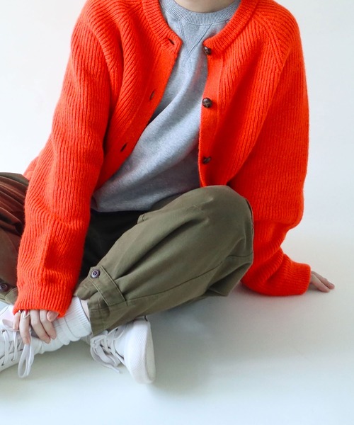 PAR ICI(パーリッシィ)の「BRITISH WOOL 片畦ニットカーディガン(カーディガン/ボレロ・レディース・ネイビー/オレンジ/ホワイト/グリーン/ブルー・FREE)」の9枚目の写真