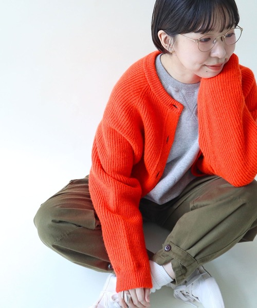 PAR ICI(パーリッシィ)の「BRITISH WOOL 片畦ニットカーディガン(カーディガン/ボレロ・レディース・ネイビー/オレンジ/ホワイト/グリーン/ブルー・FREE)」の11枚目の写真