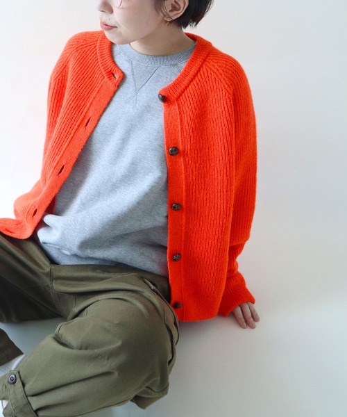 PAR ICI(パーリッシィ)の「BRITISH WOOL 片畦ニットカーディガン(カーディガン/ボレロ・レディース・ネイビー/オレンジ/ホワイト/グリーン/ブルー・FREE)」の10枚目の写真