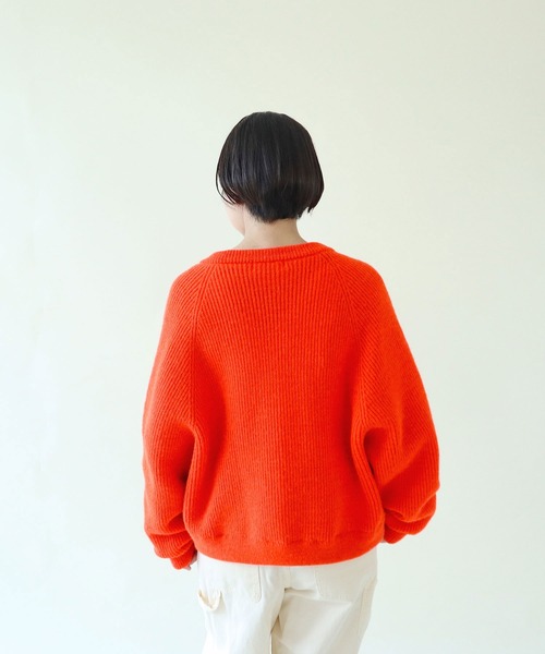 PAR ICI(パーリッシィ)の「BRITISH WOOL 片畦ニットカーディガン(カーディガン/ボレロ・レディース・ネイビー/オレンジ/ホワイト/グリーン/ブルー・FREE)」の13枚目の写真