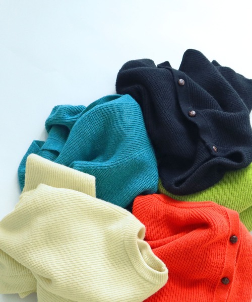 PAR ICI(パーリッシィ)の「BRITISH WOOL 片畦ニットカーディガン(カーディガン/ボレロ・レディース・ネイビー/オレンジ/ホワイト/グリーン/ブルー・FREE)」の7枚目の写真