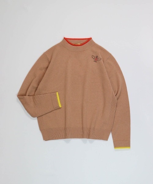 カシミヤ100％ポイントカラーニット