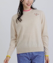 カシミヤ100%ポイントカラーニット