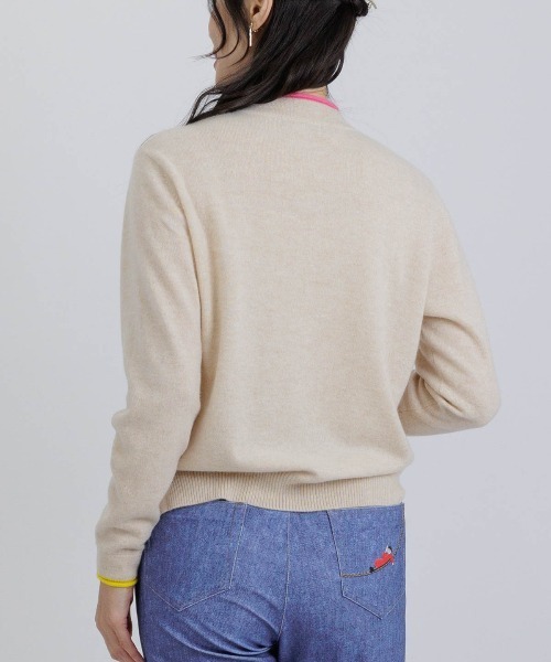 カシミヤ100％ポイントカラーニット