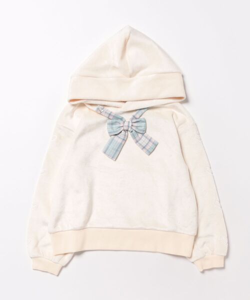 FARMY（ファーミー）の「ﾘﾎﾞﾝﾂｷﾊﾟｰｶｰ（パーカー・キッズ・ブラック/ホワイト・150cm/140cm/130cm/120cm）」の4枚目の写真