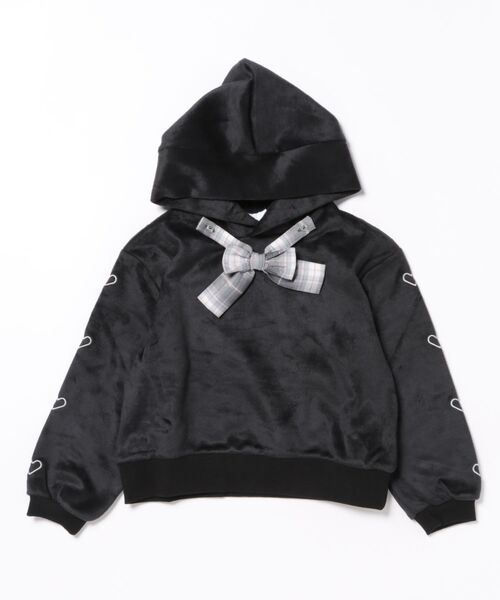 FARMY（ファーミー）の「ﾘﾎﾞﾝﾂｷﾊﾟｰｶｰ（パーカー・キッズ・ブラック/ホワイト・150cm/140cm/130cm/120cm）」の5枚目の写真