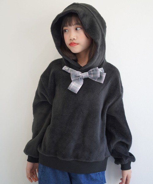 FARMY（ファーミー）の「ﾘﾎﾞﾝﾂｷﾊﾟｰｶｰ（パーカー・キッズ・ブラック/ホワイト・150cm/140cm/130cm/120cm）」の8枚目の写真