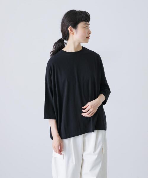 【かぐれ】 半袖プルオーバー ブラック かぐれ（カグレ）の「ワイド6分袖プルオーバー（Tシャツ/カットソー