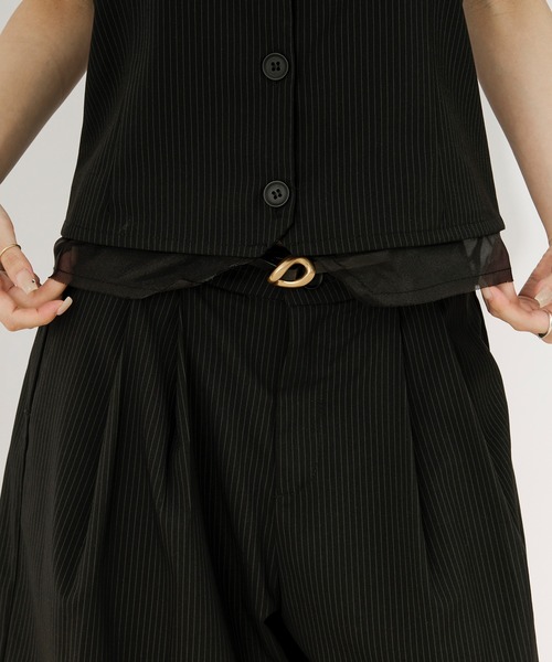 Ezick（エジック）の「Holter neck ピンストライプビスチェ/setup対応（キャミソール・レディース・グレー/ブラック・FREE）」の5枚目の写真