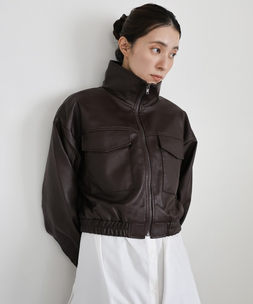 フェイクレザーショートブルゾン（ブルゾン）｜select MOCA（セレクト