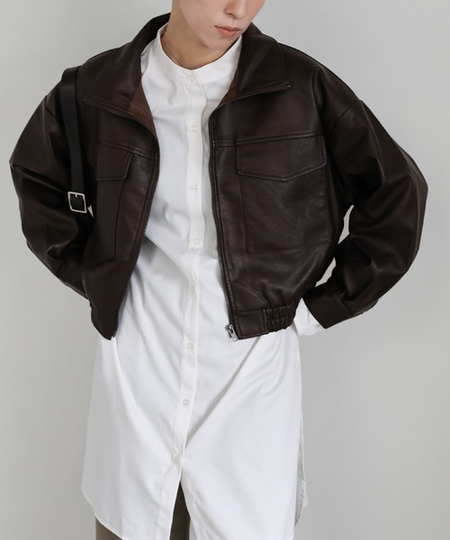 フェイクレザーショートブルゾン（ブルゾン）｜select MOCA（セレクト