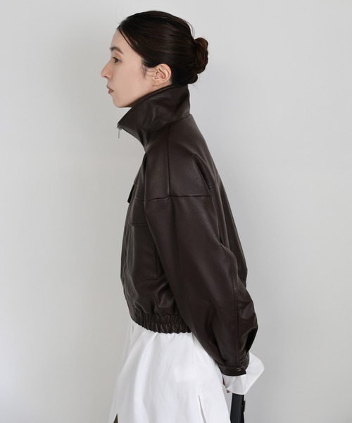 セール】フェイクレザーショートブルゾン（ブルゾン）｜select MOCA