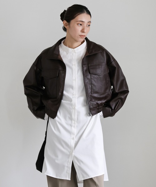 フェイクレザーショートブルゾン（ブルゾン）｜select MOCA（セレクト
