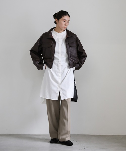 select MOCA(セレクトモカ)の「フェイクレザーショートブルゾン(ブルゾン・レディース・ブラウン/ブラック・FREE)」の12枚目の写真