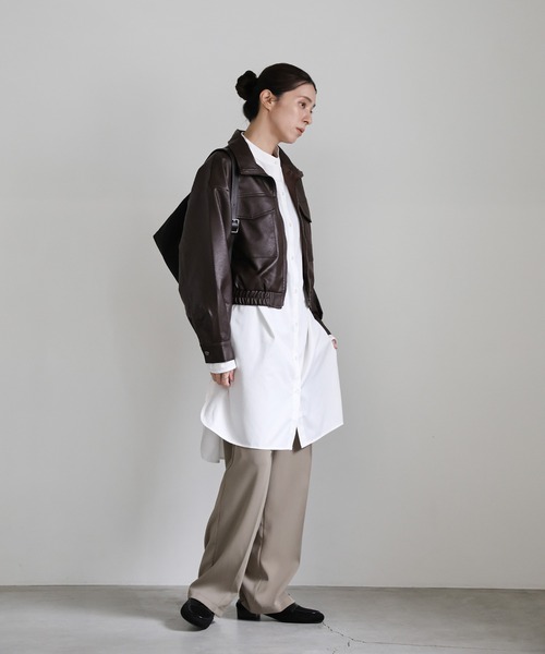 セール】フェイクレザーショートブルゾン（ブルゾン）｜select MOCA