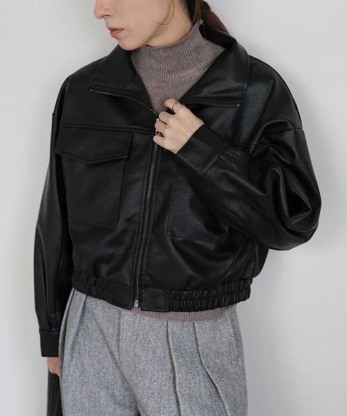 select MOCA(セレクトモカ)の「フェイクレザーショートブルゾン(ブルゾン・レディース・ブラウン/ブラック・FREE)」の17枚目の写真