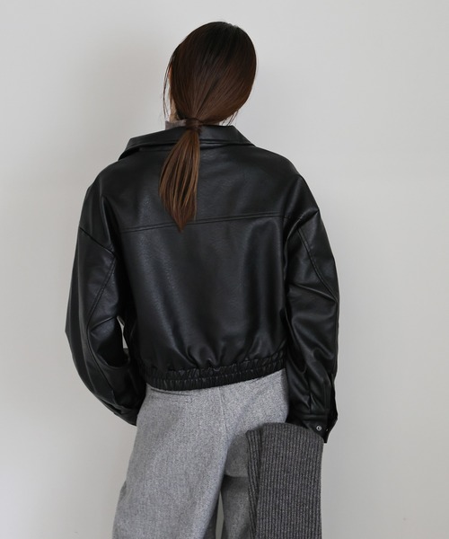 フェイクレザーショートブルゾン（ブルゾン）｜select MOCA（セレクト