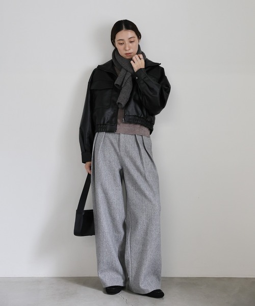 select MOCA(セレクトモカ)の「フェイクレザーショートブルゾン(ブルゾン・レディース・ブラウン/ブラック・FREE)」の19枚目の写真