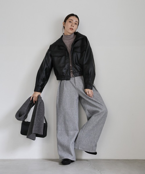 select MOCA(セレクトモカ)の「フェイクレザーショートブルゾン(ブルゾン・レディース・ブラウン/ブラック・FREE)」の15枚目の写真