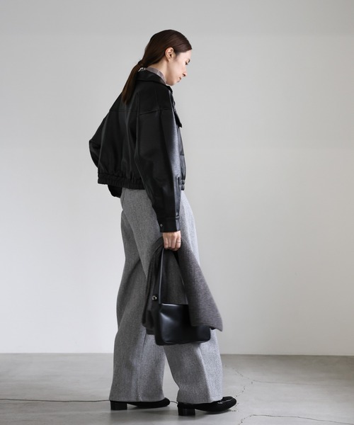 セール】フェイクレザーショートブルゾン（ブルゾン）｜select MOCA