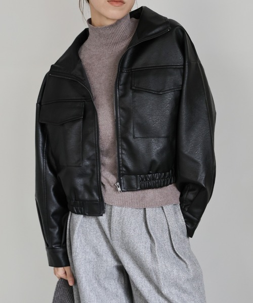select MOCA(セレクトモカ)の「フェイクレザーショートブルゾン(ブルゾン・レディース・ブラウン/ブラック・FREE)」の18枚目の写真